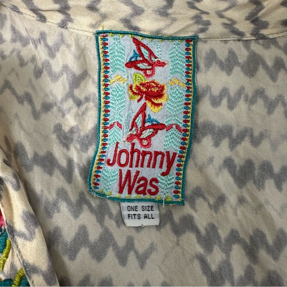 Johnny Was Silk Multicolor Embroidered Tunic‎ One Size Oversized READ - Picture 7 of 10